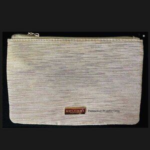 NWOT BVLGARI Parfums Beauty Pouch Cream/Gold Lurex Makeup Bag Detachable Tassel